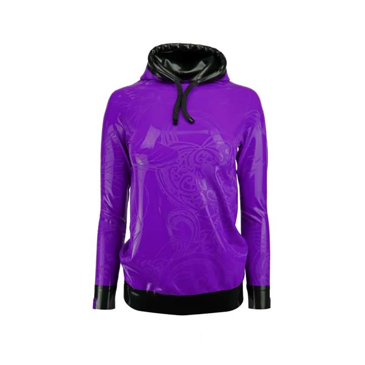 Hoodie STEAMPUNK ELEMENTS „LOOSE FIT“ Latex Laser Edition violet black